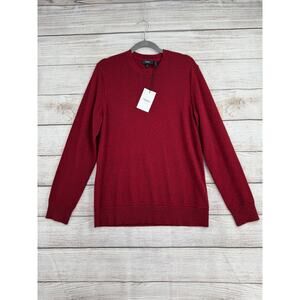 Theory Hilles Cashmere Crewneck Sweater Mens Medium Crimson Mix NEW